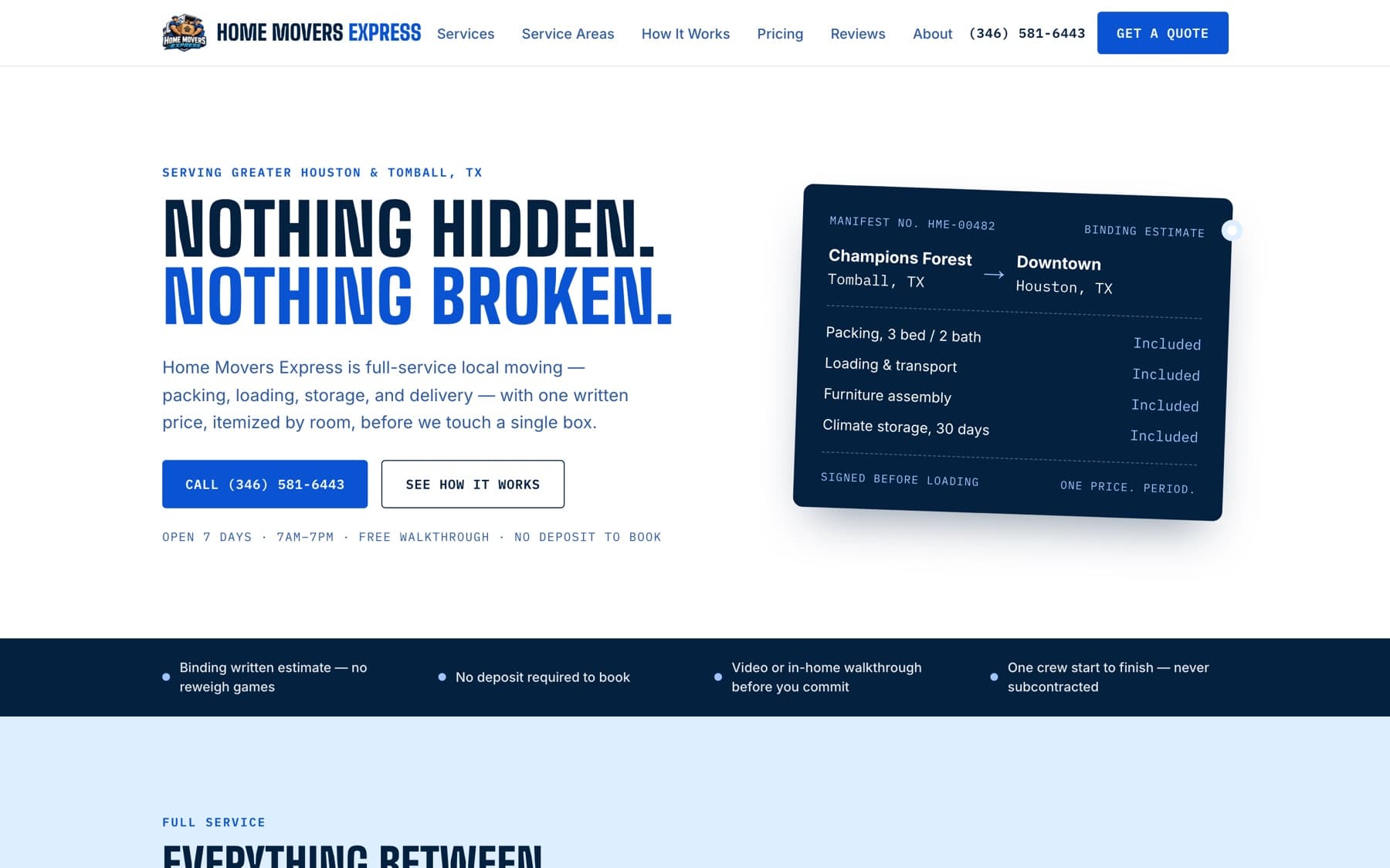 Home Movers Express homepage