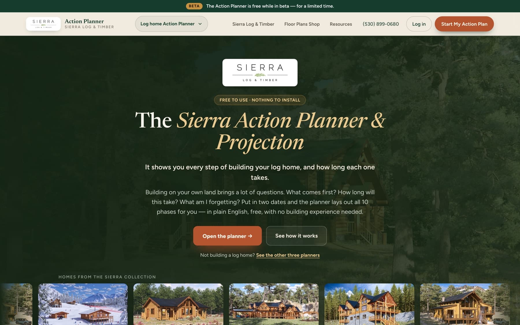 Sierra Action Planner landing page